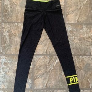 PINK leggings, dark grey with bright logo